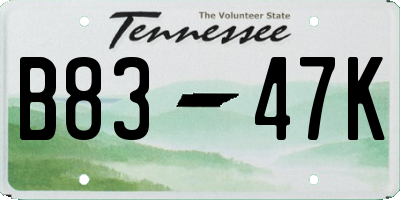 TN license plate B8347K