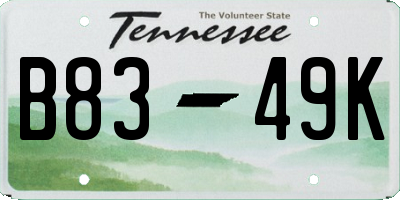 TN license plate B8349K