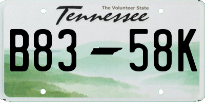 TN license plate B8358K
