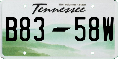 TN license plate B8358W