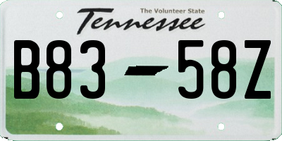 TN license plate B8358Z