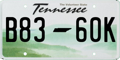 TN license plate B8360K