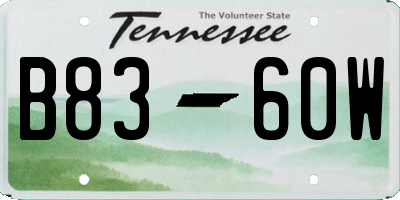 TN license plate B8360W