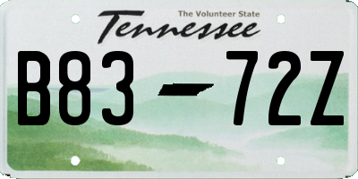 TN license plate B8372Z