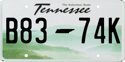 TN license plate B8374K