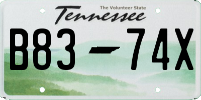 TN license plate B8374X