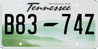 TN license plate B8374Z