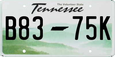 TN license plate B8375K