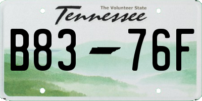 TN license plate B8376F