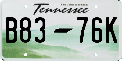 TN license plate B8376K