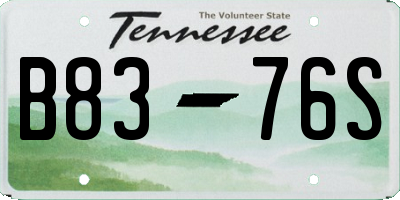 TN license plate B8376S