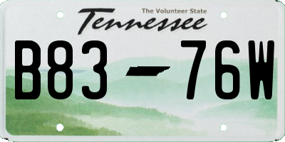TN license plate B8376W