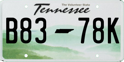 TN license plate B8378K