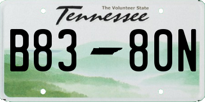 TN license plate B8380N