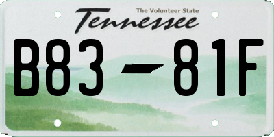 TN license plate B8381F