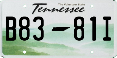TN license plate B8381I