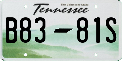 TN license plate B8381S