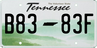 TN license plate B8383F