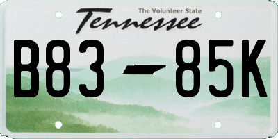 TN license plate B8385K