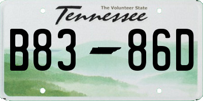 TN license plate B8386D