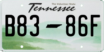 TN license plate B8386F