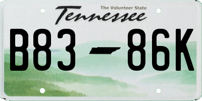 TN license plate B8386K