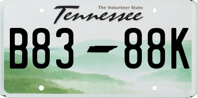 TN license plate B8388K
