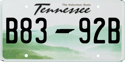 TN license plate B8392B