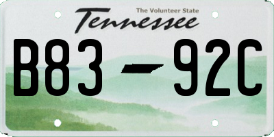 TN license plate B8392C