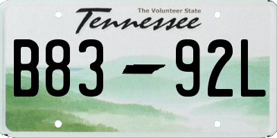TN license plate B8392L