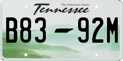 TN license plate B8392M