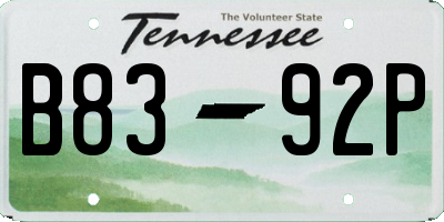 TN license plate B8392P