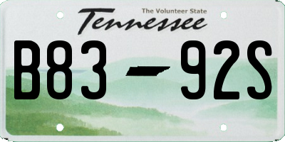 TN license plate B8392S