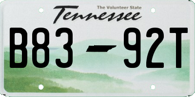 TN license plate B8392T