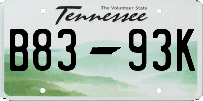 TN license plate B8393K