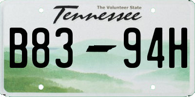 TN license plate B8394H
