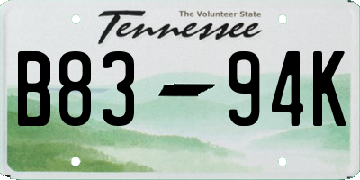 TN license plate B8394K
