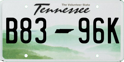 TN license plate B8396K