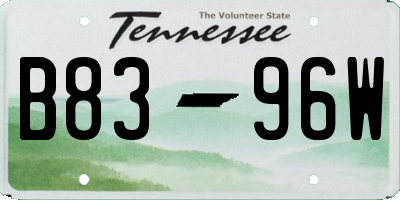TN license plate B8396W