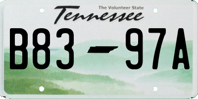 TN license plate B8397A