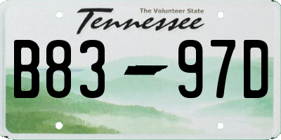 TN license plate B8397D