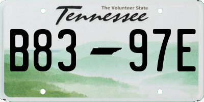 TN license plate B8397E