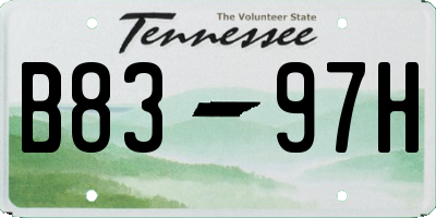 TN license plate B8397H