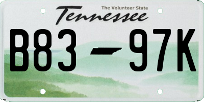 TN license plate B8397K