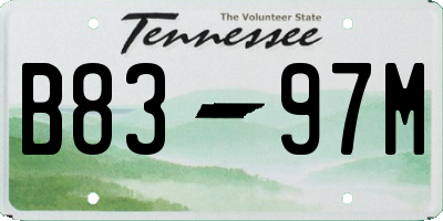 TN license plate B8397M