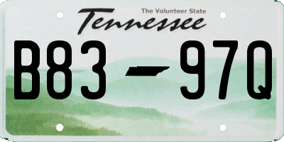 TN license plate B8397Q
