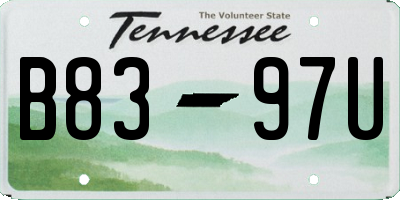 TN license plate B8397U