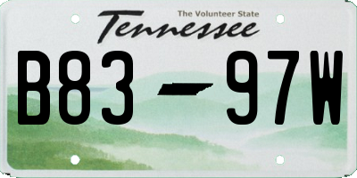 TN license plate B8397W