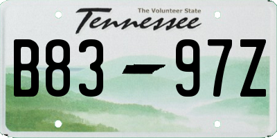 TN license plate B8397Z