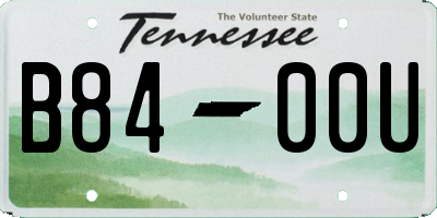 TN license plate B8400U